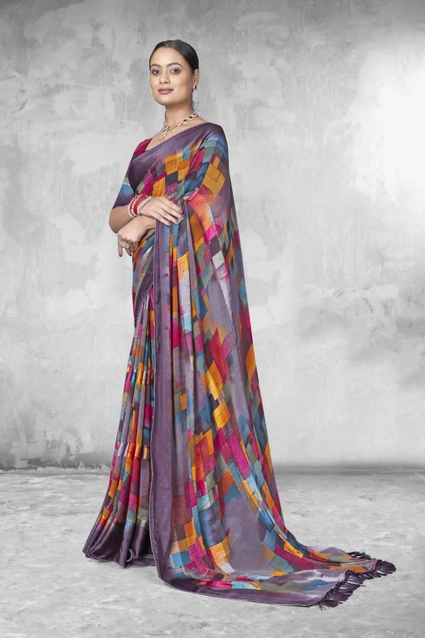 Multicolor_Geometric_Checkered_Print_Silk_Saree_With_Contrast_Border