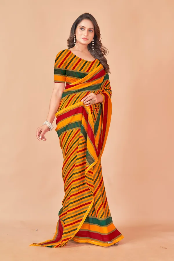 Vibrant_Multi_Color_Striped_Saree_With_Blouse_Piece