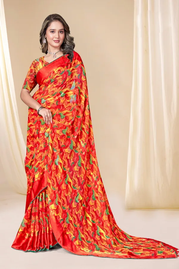 Vibrant_Red_Printed_Silk_Saree_With_Multicolor_Floral_Design