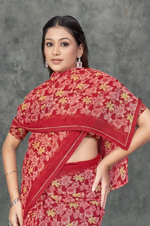 Red_Floral_Embroidered_Georgette_Saree_With_Border