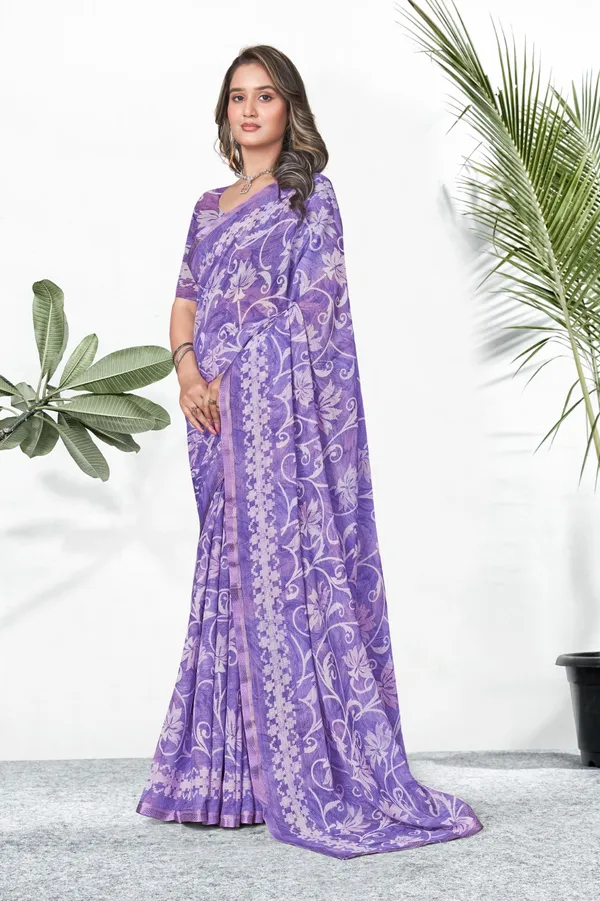 Purple_Floral_Embroidered_Net_Saree_With_Blouse