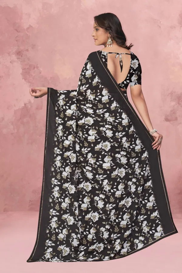 Black_Floral_Printed_Saree_With_Matching_Blouse