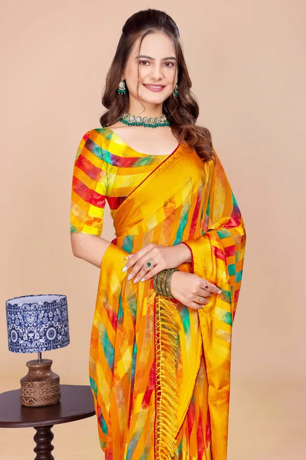 Vibrant_Yellow_Printed_Saree_With_Multicolor_Geometric_Pattern