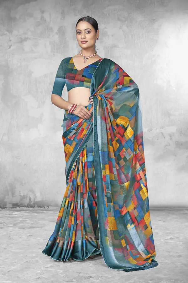 Multicolor_Geometric_Print_Saree_With_Matching_Blouse