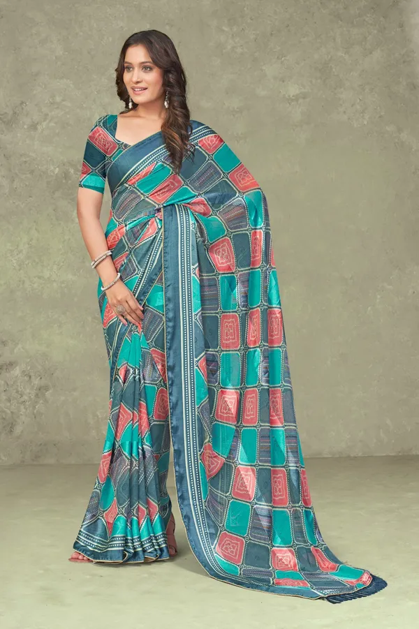 Multicolor_Geometric_Print_Saree_With_Blouse