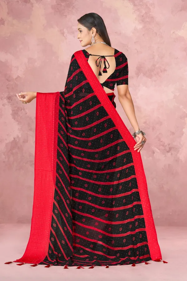 Red_And_Black_Sequin_Embellished_Saree_With_Matching_Blouse
