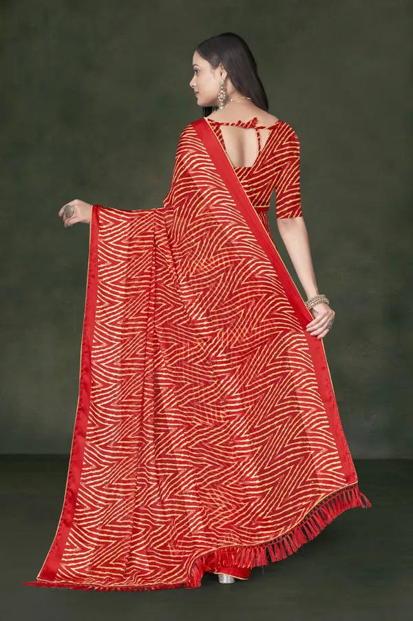 Red_And_Beige_Leheriya_Print_Georgette_Saree