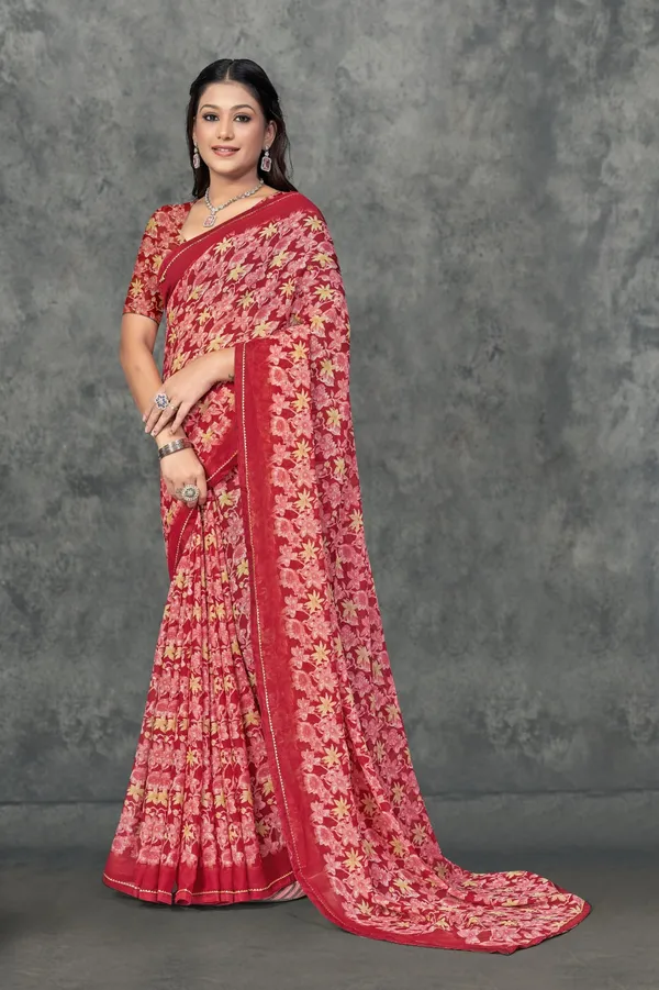 Red_Floral_Embroidered_Georgette_Saree_With_Border