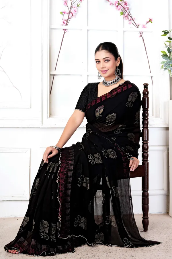 Black_Rose_Elegance_Saree_with_Wine_Border