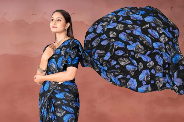 Women_Black_And_Blue_Printed_Saree_With_Blouse
