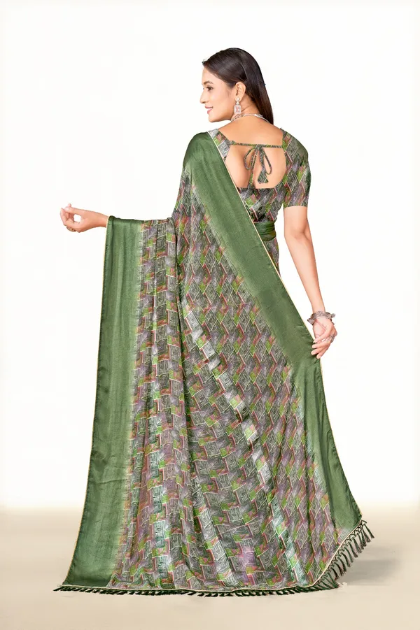Green_Multicolor_Zigzag_Print_Silk_Blend_Saree_With_Blouse