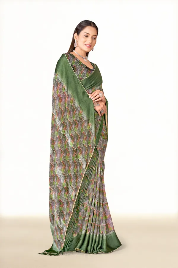 Green_Multicolor_Zigzag_Print_Silk_Blend_Saree_With_Blouse