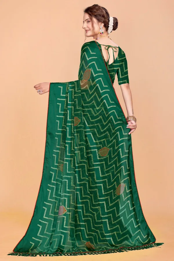 Green_Geometric_Pattern_Saree_With_Golden_Motifs