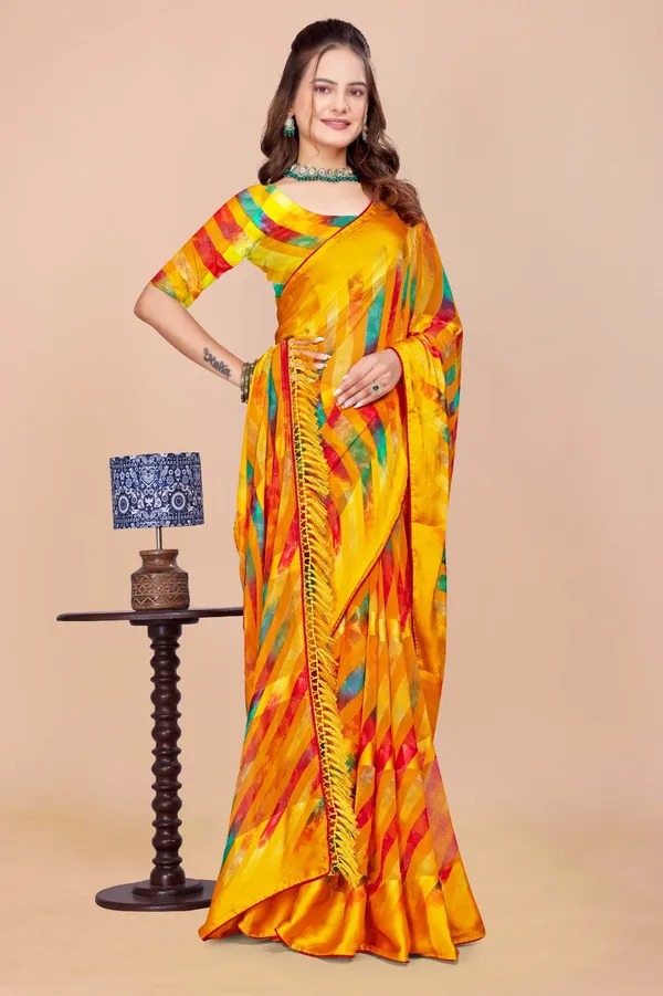 Vibrant_Yellow_Printed_Saree_With_Multicolor_Geometric_Pattern
