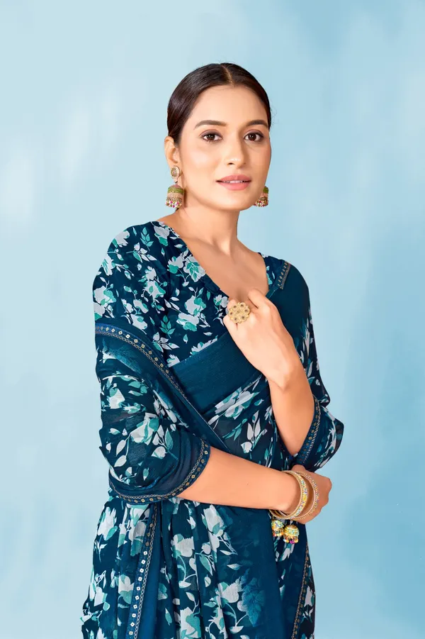 Floral_Print_Saree_With_Blouse