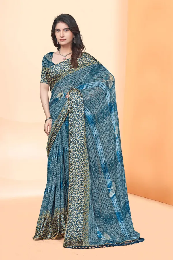 Blue_Printed_Georgette_Saree_With_Floral_Motifs_And_Border