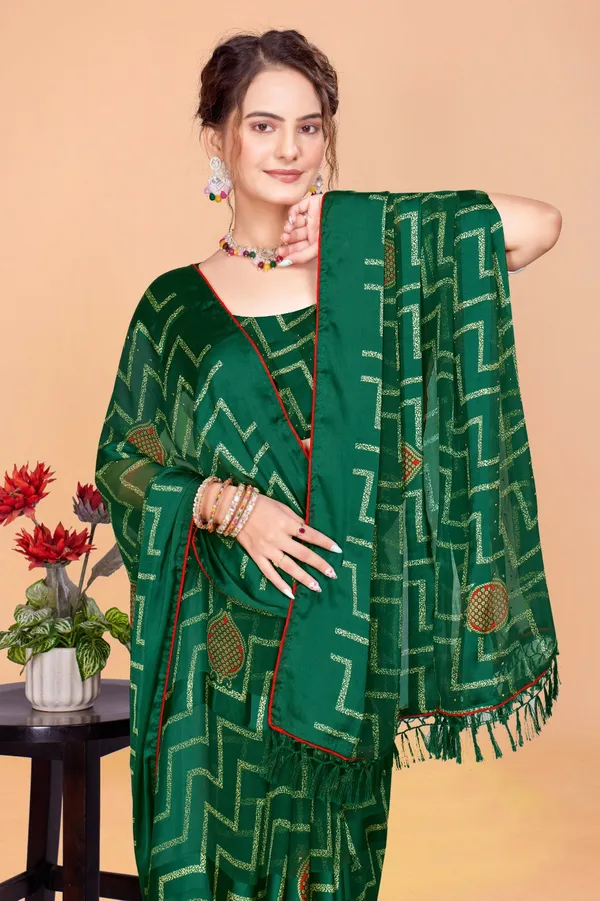 Green_Geometric_Pattern_Saree_With_Golden_Motifs
