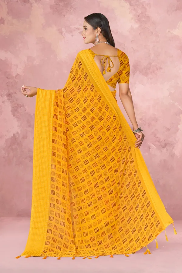 Yellow_Bandhani_Print_Saree_With_Blouse