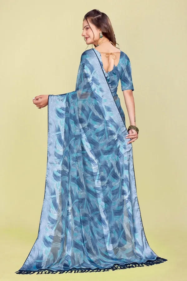 Blue_Abstract_Print_Saree_With_Tasseled_Border
