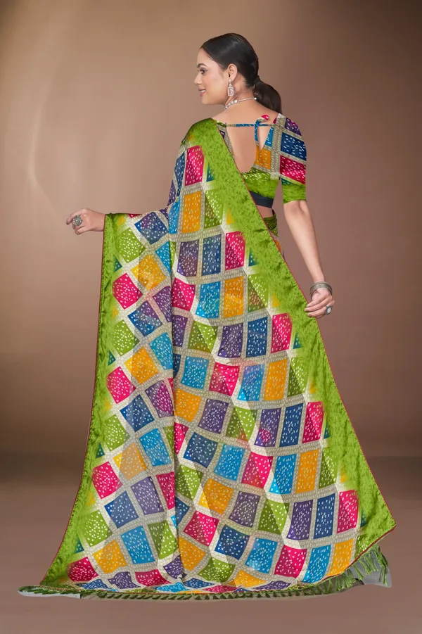 Vibrant_Multicolor_Bandhani_Silk_Saree_With_Zari_Border