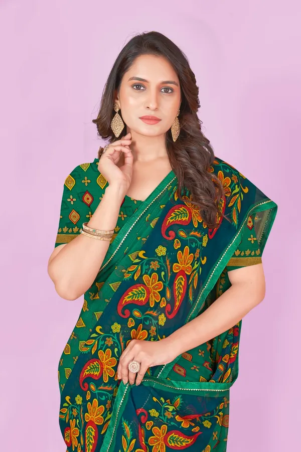 Green_Embroidered_Floral_Saree_With_Contrast_Border