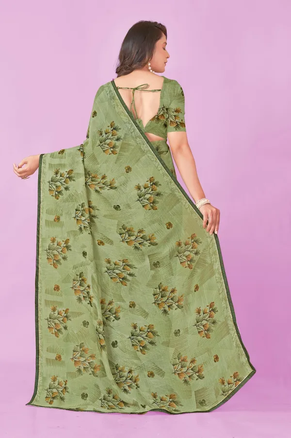 Green_Floral_Printed_Saree_With_Blouse