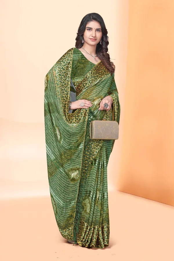 Green_Sequin_Work_Saree_With_Blouse_Piece