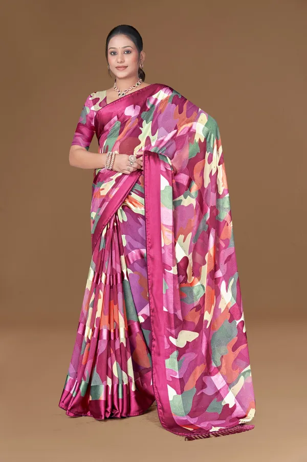Multicolor_Abstract_Print_Silk_Saree_With_Matching_Blouse