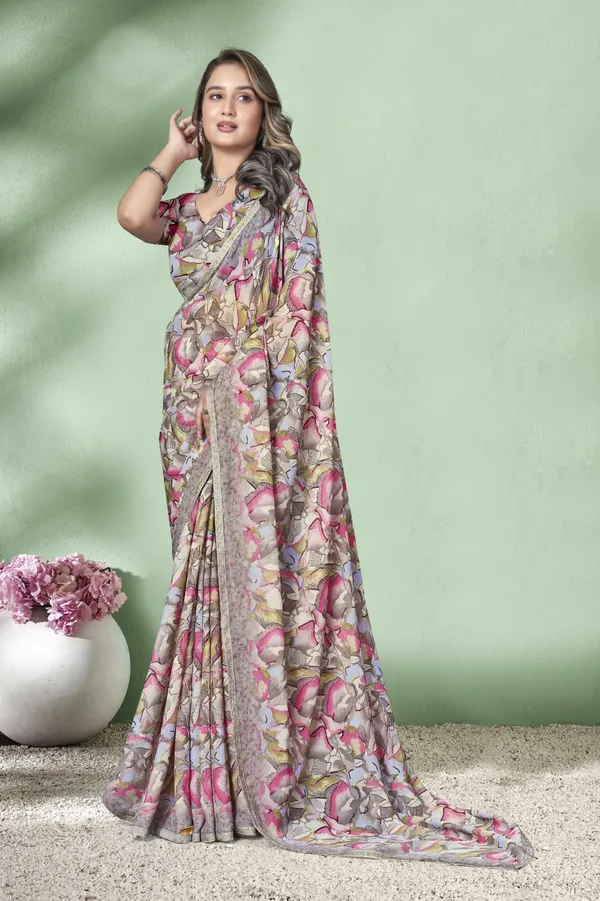 Floral_Print_Georgette_Saree_With_Blouse_Piece
