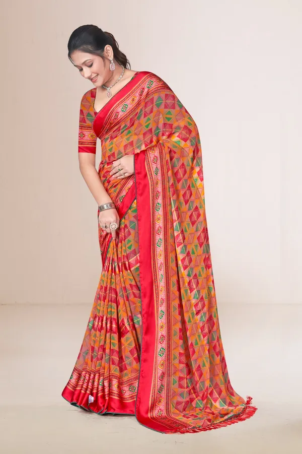 Multicolor_Geometric_Print_Patola_Silk_Saree_With_Red_Border_And_Tassels
