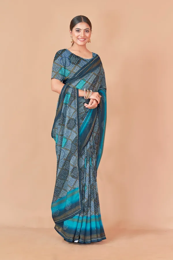 Blue_Geometric_Bandhani_Print_Saree_With_Border