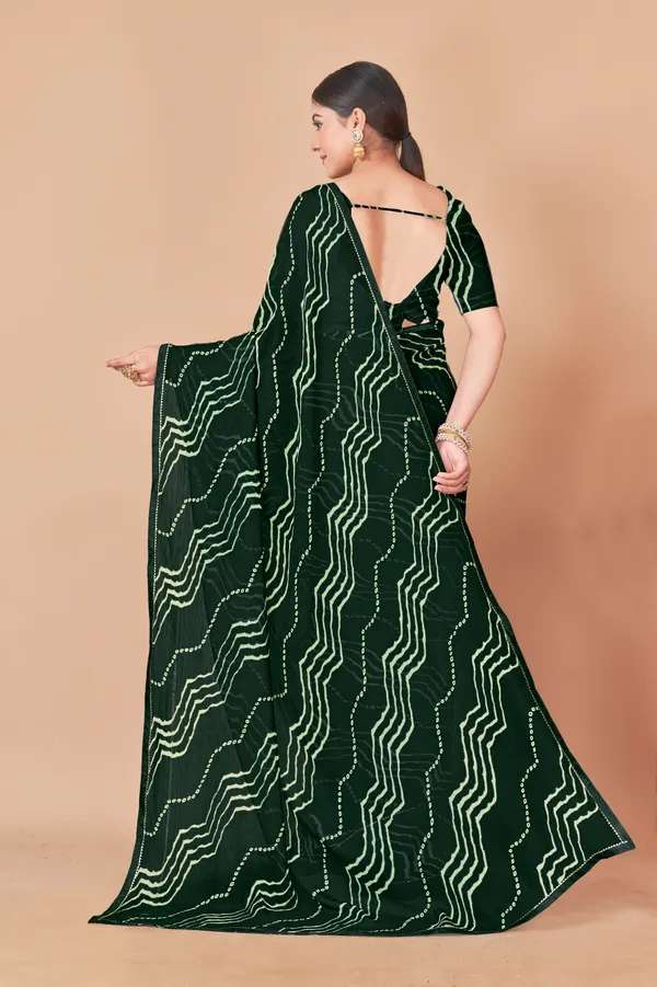 Dark_Green_Bandhani_Saree_With_Zigzag_Leheria_Pattern
