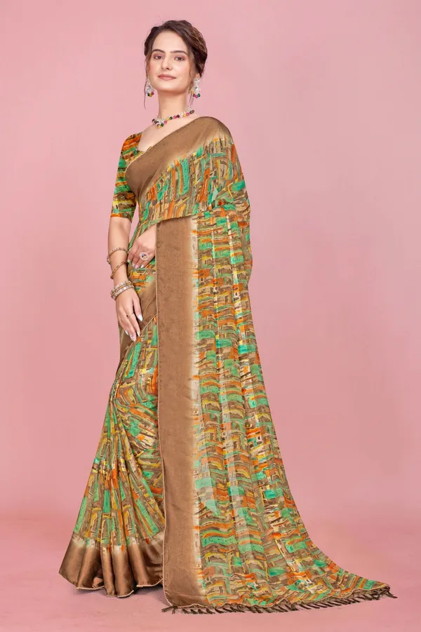 Multicolor_Printed_Saree_With_Blouse