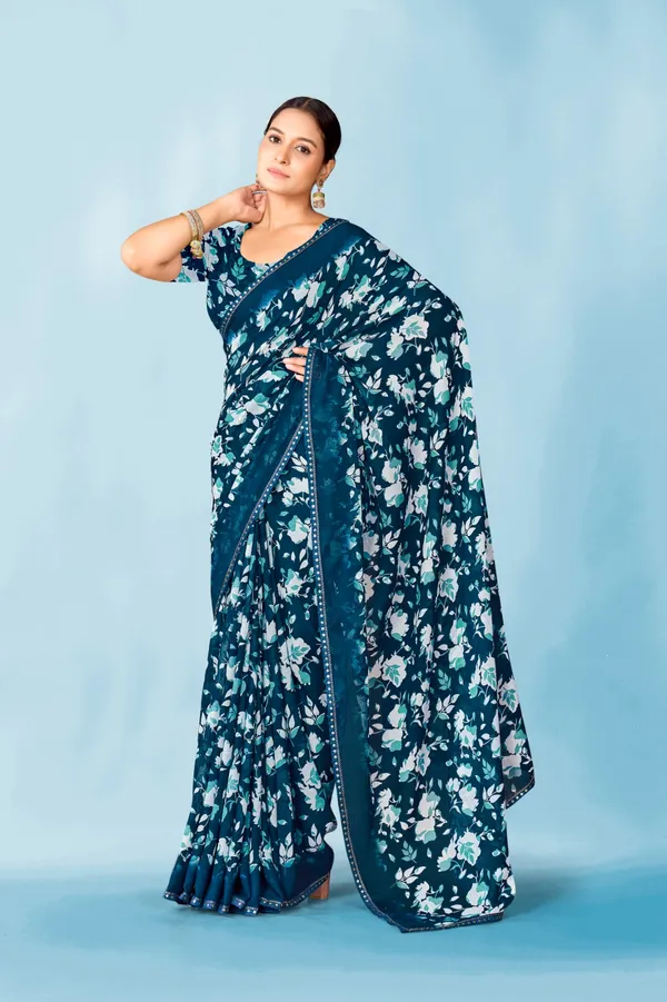 Floral_Print_Saree_With_Blouse