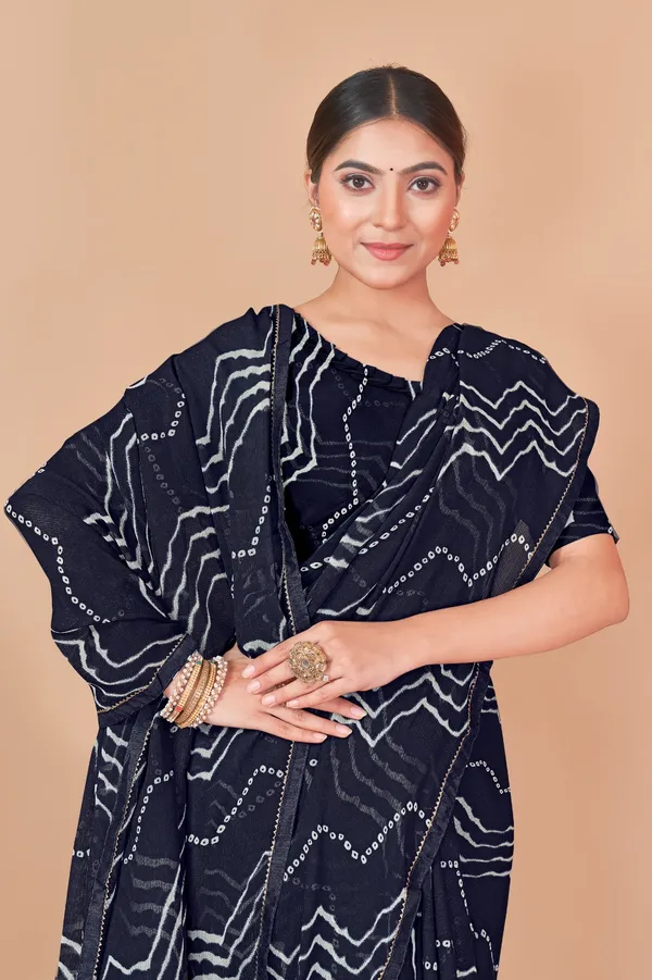 Navy_Blue_Bandhani_Print_Saree_With_Blouse