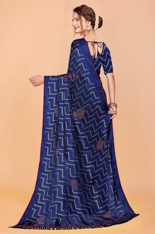 Navy_Blue_Ethnic_Bandhani_Print_Saree_With_Blouse