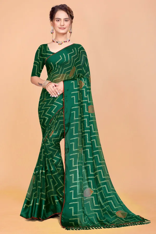 Green_Geometric_Pattern_Saree_With_Golden_Motifs