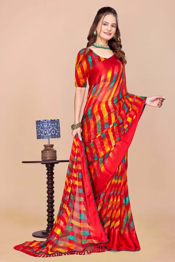Vibrant_Red_Multicolor_Printed_Art_Silk_Saree
