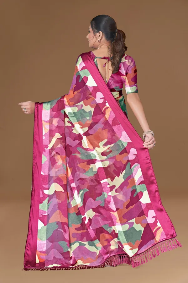 Multicolor_Abstract_Print_Silk_Saree_With_Matching_Blouse