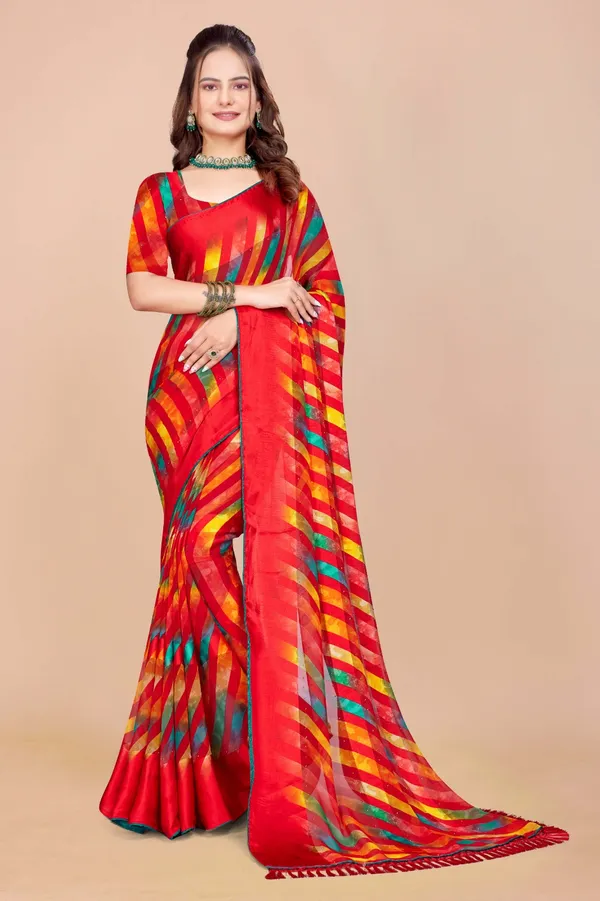 Vibrant_Red_Multicolor_Printed_Art_Silk_Saree