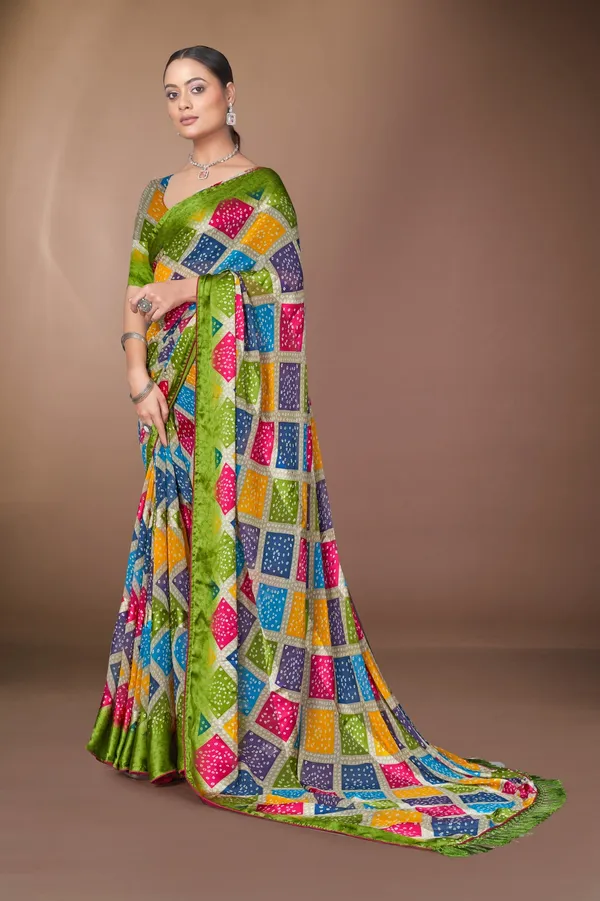 Vibrant_Multicolor_Bandhani_Silk_Saree_With_Zari_Border