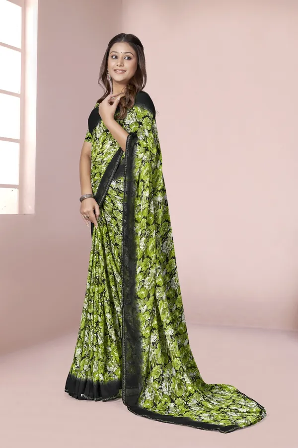 Green_Floral_Print_Saree_With_Black_Border