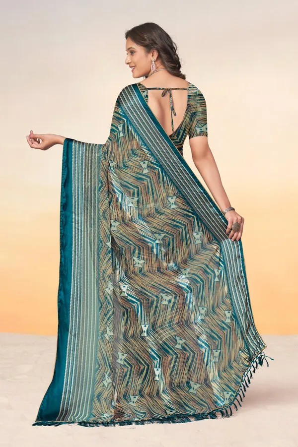 Women_Printed_Saree_With_Striped_Pattern_And_Satin_Border