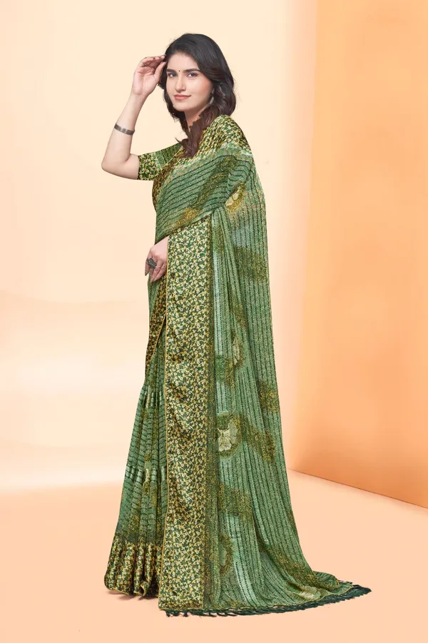 Green_Sequin_Work_Saree_With_Blouse_Piece