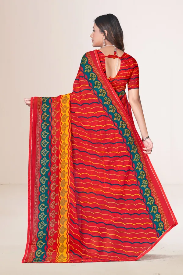 Vibrant_Red_Leheriya_Print_Saree_With_Multicolor_Border
