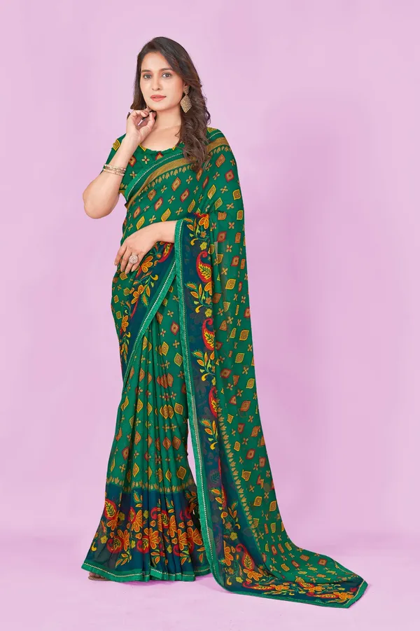 Green_Embroidered_Floral_Saree_With_Contrast_Border