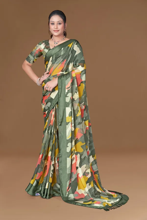 Multicolor_Camouflage_Print_Saree_With_Green_Border