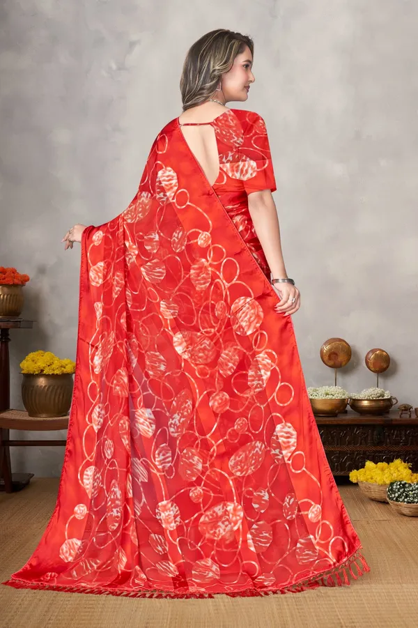 Red_Silk_Blend_Printed_Saree_With_Floral_Pattern