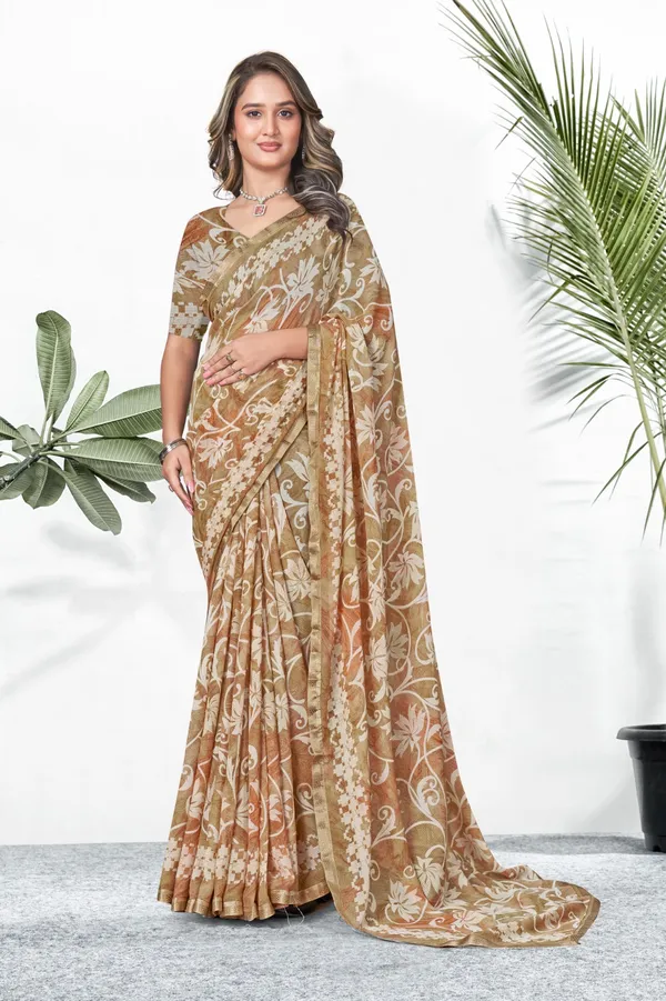 Elegant_Floral_Print_Saree_In_Beige_And_Gold_Tones