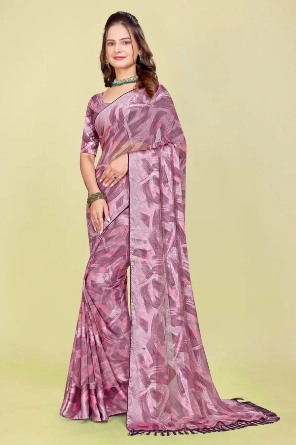 Purple_Abstract_Print_Saree_With_Matching_Blouse